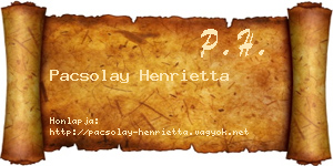 Pacsolay Henrietta névjegykártya